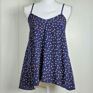 Daytrip polka dot lace back tank top small